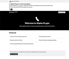 Alpha.CA.gov product release 1