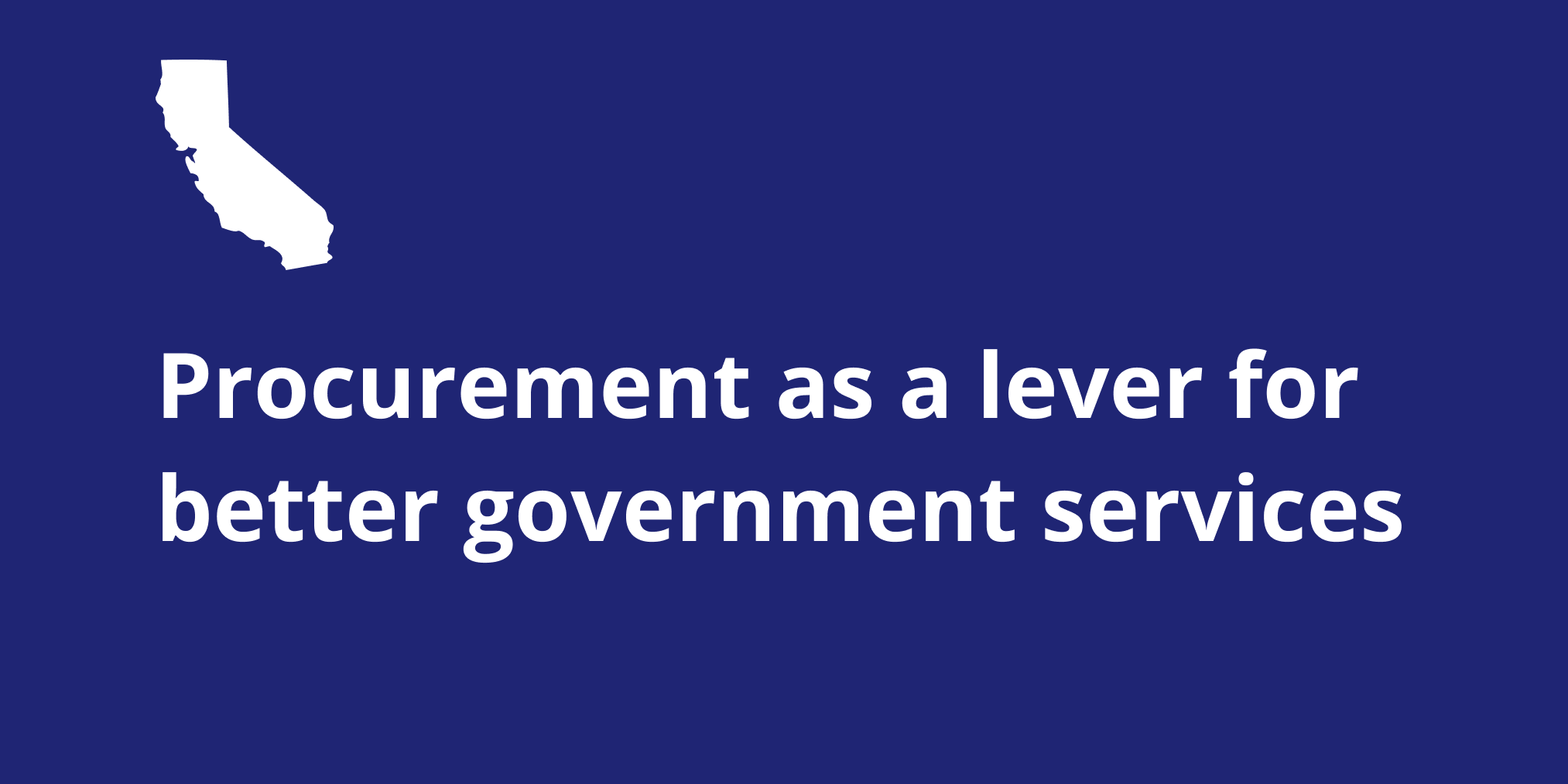 Procurement as a lever for better government services